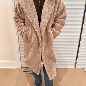 Alo yoga Sherpa oversized coat in dusty pink size XXS